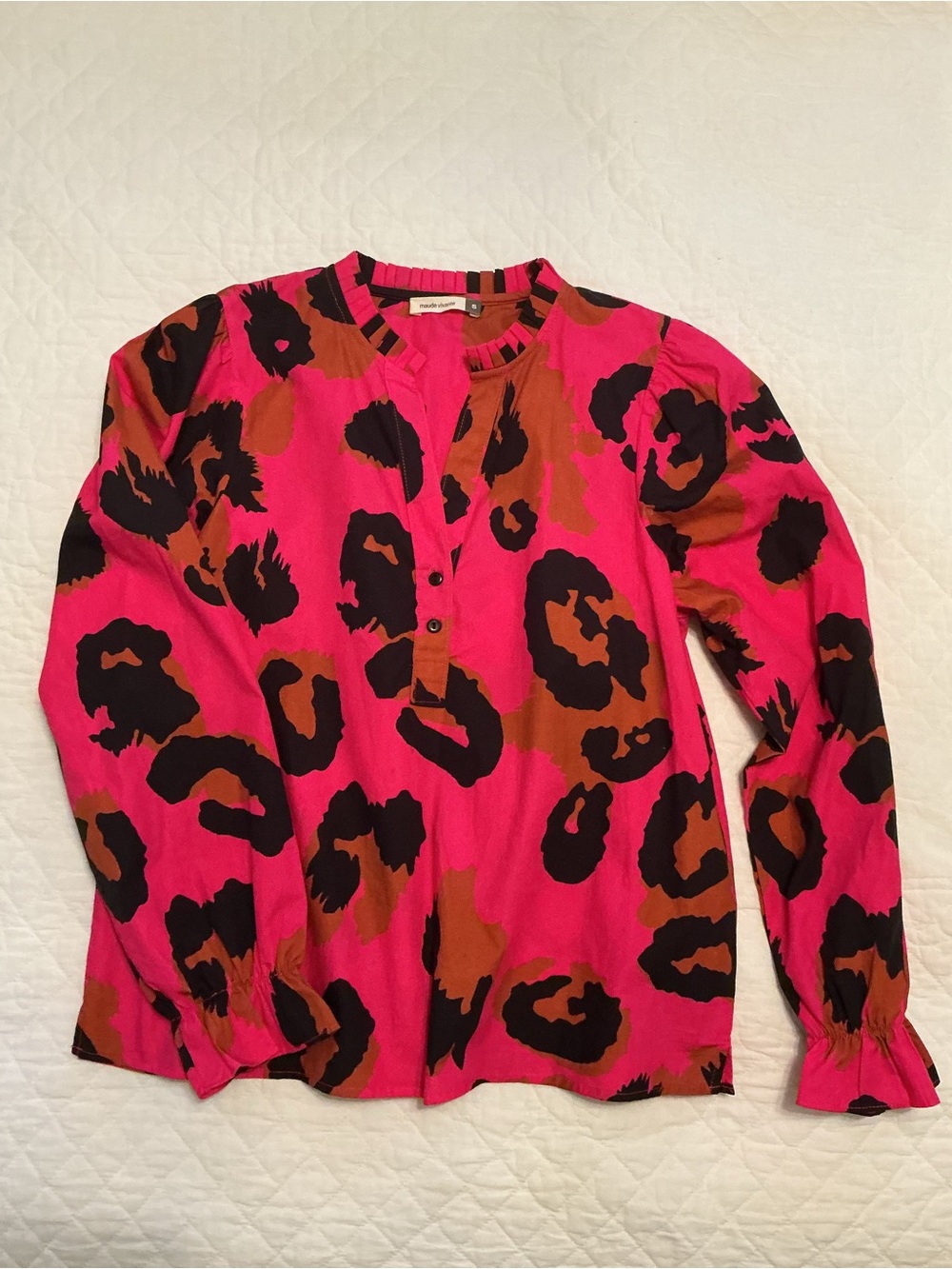 Maude Vivante Pink Leopard Print Ashley Top, Women’s Small
